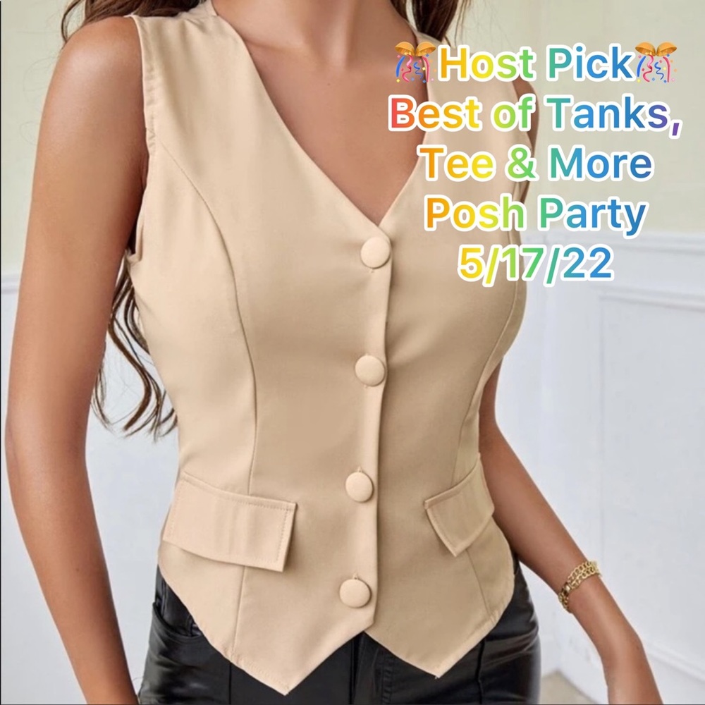 4 for $25 Sleeveless Button Front Flap Blazer Vest